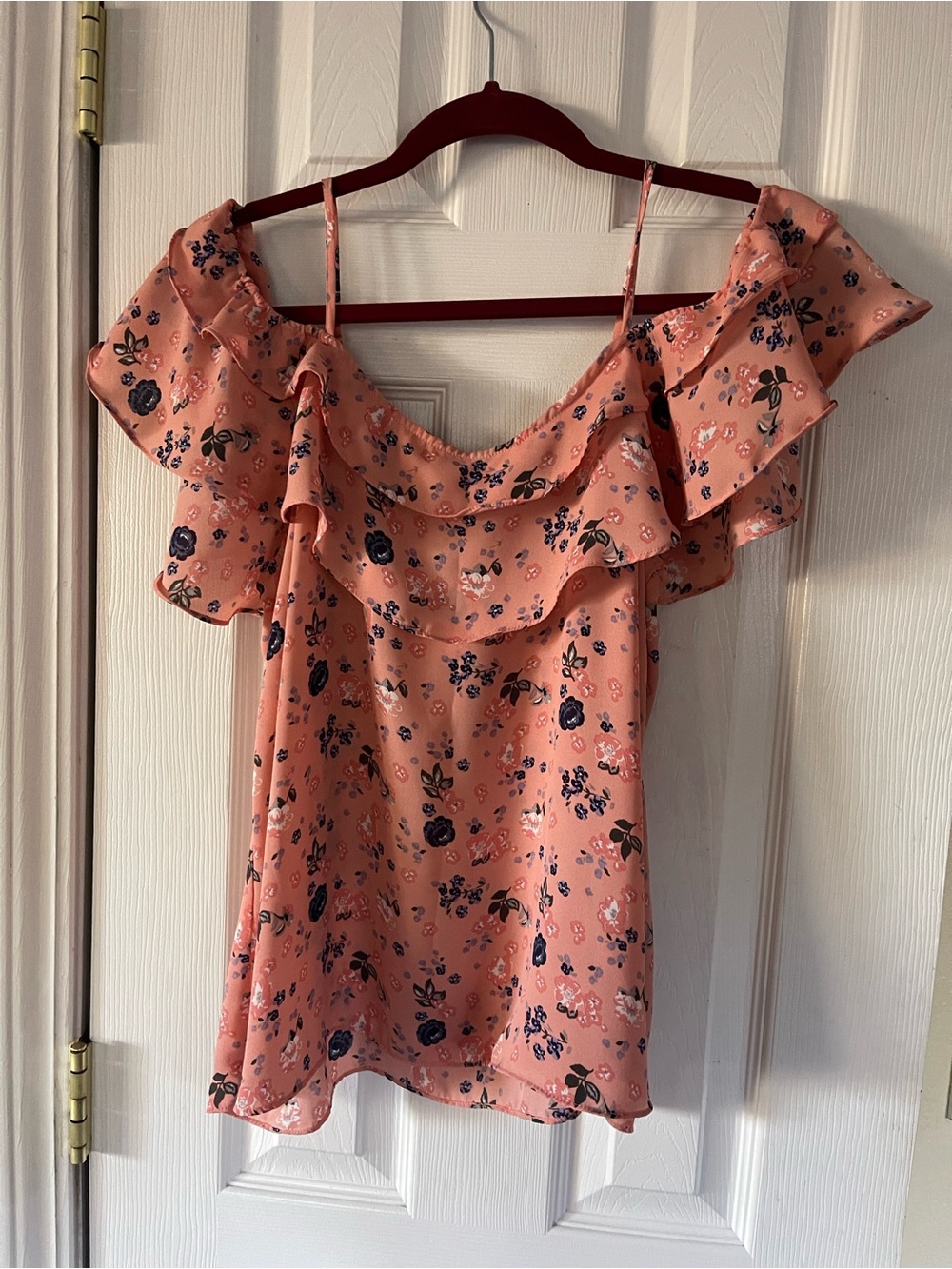 Ariat Pink Floral Ruffle Off-Shoulder Cami